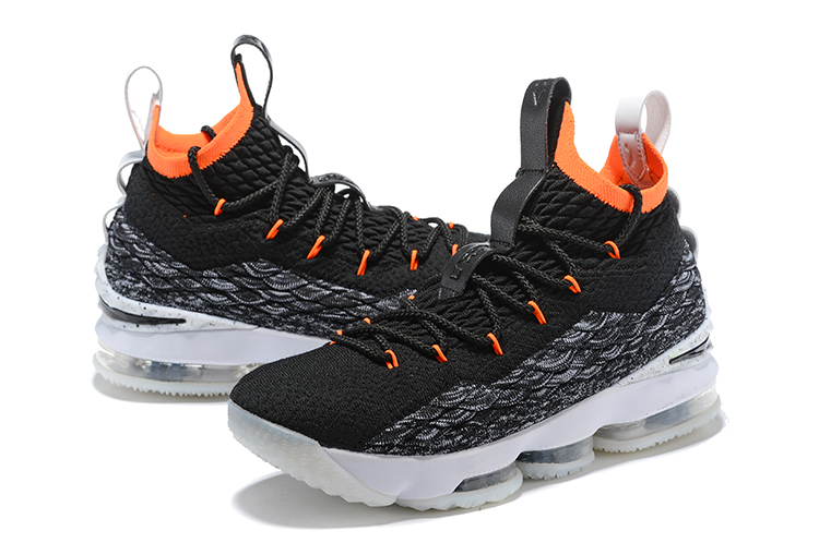 Men Nike Lebron James 15 Black Grey Orange Shoes